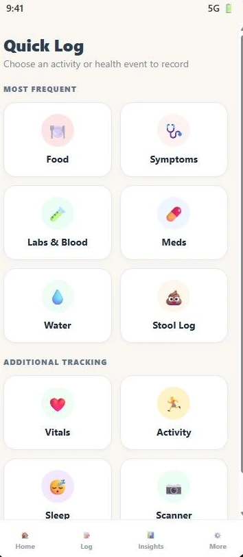 Healthy Crohns app: Quick Log